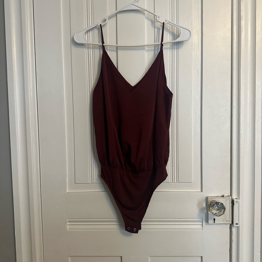 Express silky bodysuit in maroon